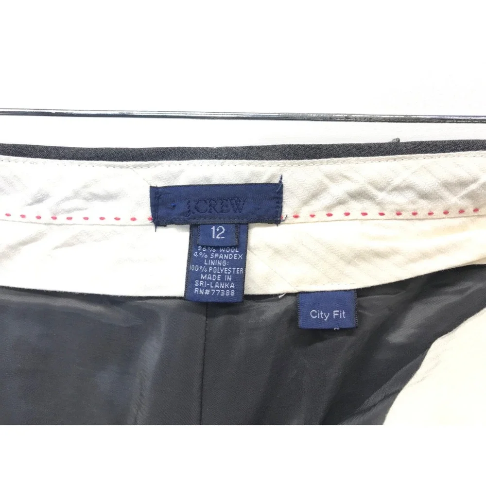 J. Crew Pants City Fit Wool Trouser Lined Women's 12 Gray Pockets
